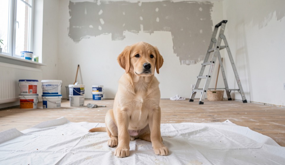 Chiot et travaux à la maison : faut-il attendre la fin du chantier ?